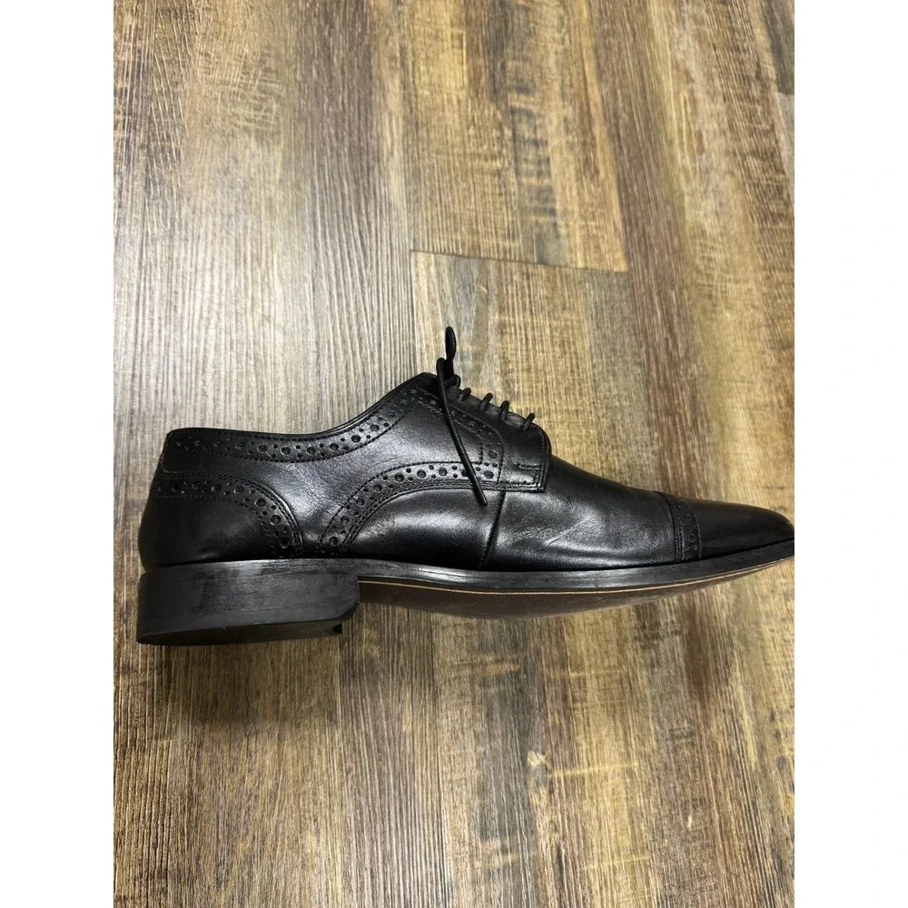 Nunn Bush Mens 84526-001 Black Leather Cap Toe Brogue Oxford Dress Shoes 10.5 M